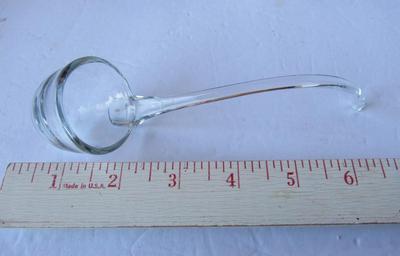 Old Cut Glass Dishes, Blown Glass Ladle and Glass Flower Frog