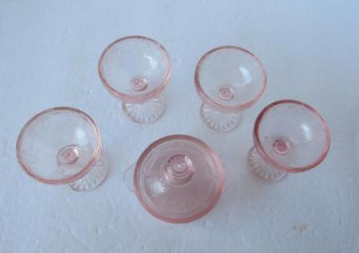 Older Mosser Glass Kids Dishes, Pink Jennifer, Sherberts and Covered Dish