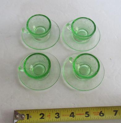 Older Mosser Glass Kid's Jennifer Pattern Cup and Saucer Sets