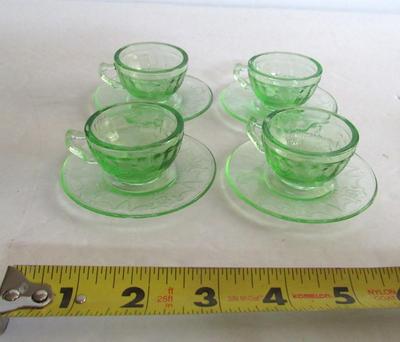 Older Mosser Glass Kid's Jennifer Pattern Cup and Saucer Sets