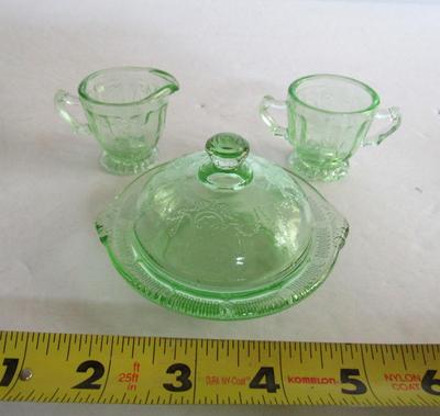 Older Mosser Glass Child's Jennifer Pattern Sugar, Creamer, Butter Set