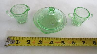 Older Mosser Glass Child's Jennifer Pattern Sugar, Creamer, Butter Set