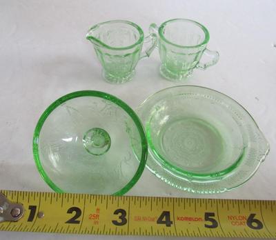 Older Mosser Glass Child's Jennifer Pattern Sugar, Creamer, Butter Set