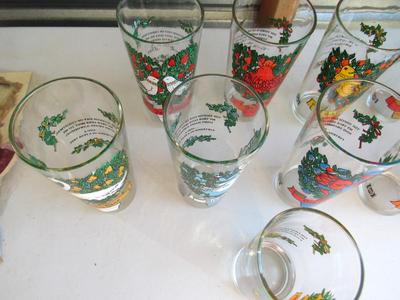 Older 12 Days of Christmas Glass Tumblers, Read Description
