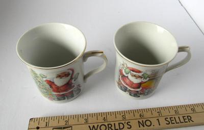 2 Older Japan Fine China Santa Christmas Mugs