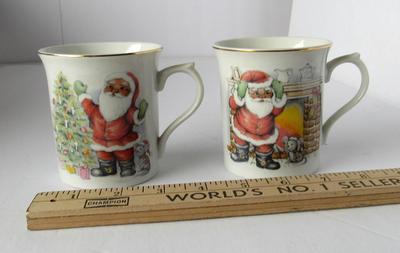 2 Older Japan Fine China Santa Christmas Mugs
