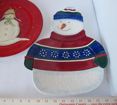 Cute Snowman Christmas Tray and Plate