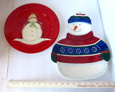 Cute Snowman Christmas Tray and Plate
