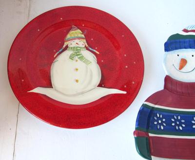 Cute Snowman Christmas Tray and Plate