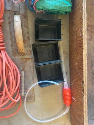 HAND MADE TOOL BOX, EXTENSION CORD,, TARP AND GLOVES