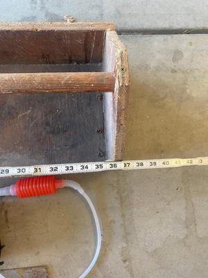 HAND MADE TOOL BOX, EXTENSION CORD,, TARP AND GLOVES