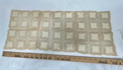Lot 2 - Vintage Crocheted or Tatted Handmade Table Runner Country Cottage Decor