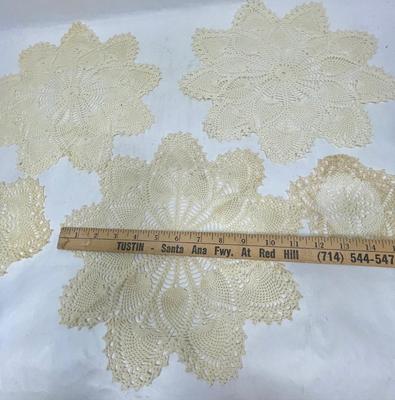 Lot 3 - Vintage Crocheted or Tatted Handmade Doilies Country Cottage Decor