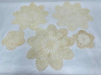 Lot 3 - Vintage Crocheted or Tatted Handmade Doilies Country Cottage Decor