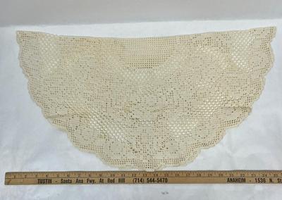Vintage small lace round tablecloth Country Core Cottage