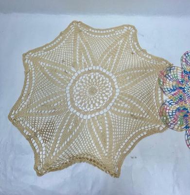 Lot 6 - Vintage Crocheted Handmade Table Doilies Cottage Country Decor