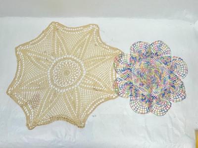 Lot 6 - Vintage Crocheted Handmade Table Doilies Cottage Country Decor