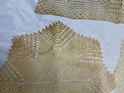 Lot 8 - Vintage Crocheted rectangular and star shaped doilies Country Cottage Decor