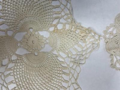 Lot 9 - Vintage Crocheted or Tatted Handmade Table Runner Country Cottage Decor