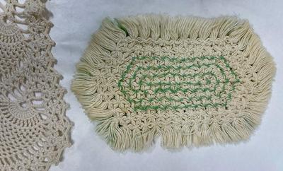Lot 10 - Vintage Crocheted Handmade Table Mat & Doilies Country Cottage Decor