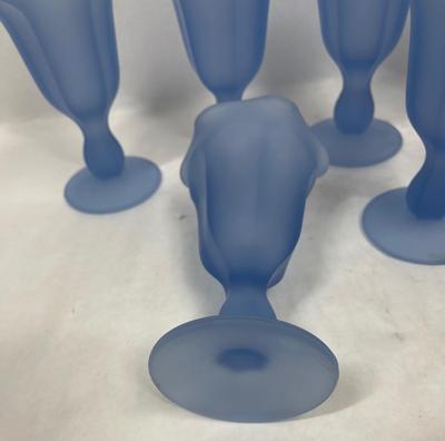 Blue Satin Parfait Dessert Glass Set Indiana Glass Ice Cream Sundae, 9 ct.