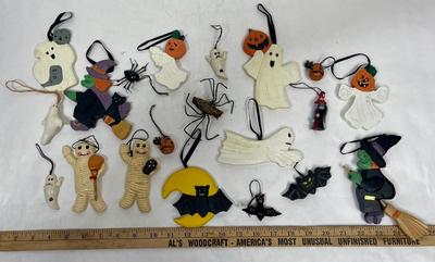 Vintage Lot of wooden Halloween Ornament Decorations - Ghosts, Bats, Spiders, etc