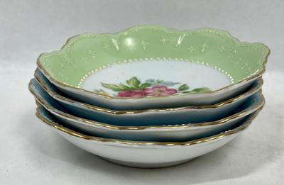 Set of 4 Vintage HHB Japan Hand Decorated Bone China Bowls