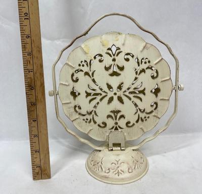 Painted Metal Three Tiered Collapsible Serving Tray with Handle