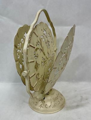 Painted Metal Three Tiered Collapsible Serving Tray with Handle