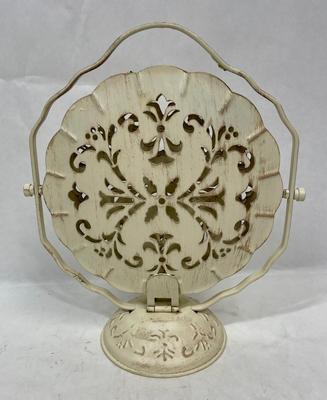Painted Metal Three Tiered Collapsible Serving Tray with Handle