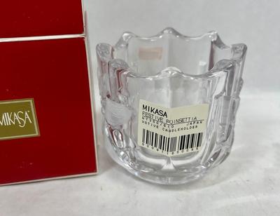 Mikasa Festive Poinsettia Candle Holder new in box