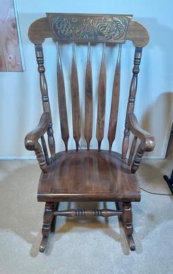 Vintage Walnut Wood Rocking Chair - very solid!