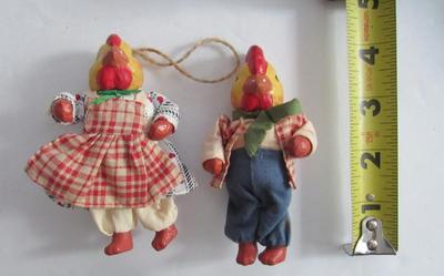 Hen and Rooster Plaster LIke Christmas Ornaments