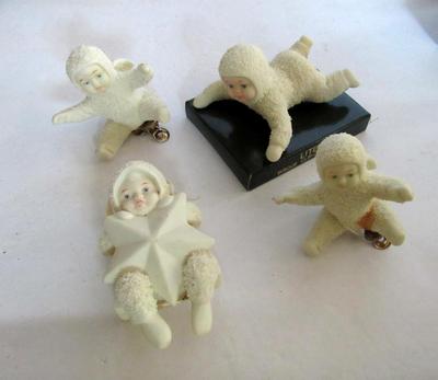 Lot of 4 Dept 56 Vintage Snowbaby Christmas Ornaments Lot #1