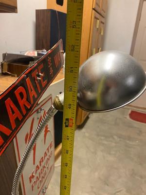 VINTAGE FLOOR LAMP, FOLDING TABLE & SIGN FOR KARATE PARKING/WAY