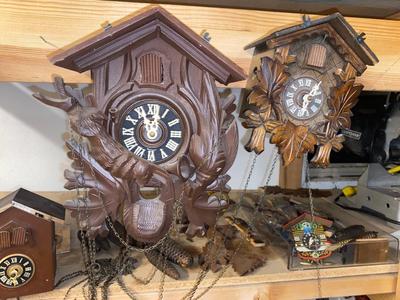 HUGE LOT OF COOKOO CLOCKS FOR PARTS OR REPAIR