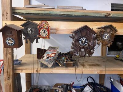HUGE LOT OF COOKOO CLOCKS FOR PARTS OR REPAIR