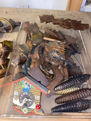 HUGE LOT OF COOKOO CLOCKS FOR PARTS OR REPAIR