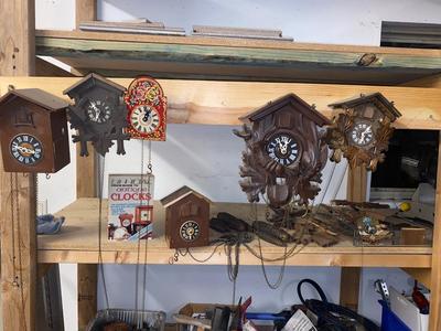 HUGE LOT OF COOKOO CLOCKS FOR PARTS OR REPAIR