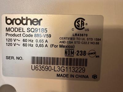 BROTHER Computerized Sewing and Quilting SQ9185