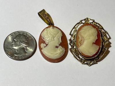 Pair of Vintage & Newer Modern Cameos in Good Preowned Condition as Pictured.