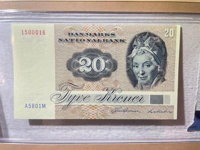 Denmark 20 Kroner 1972 Banknote/Currency in Uncirculated Condition by Fleetwood as Pictured.