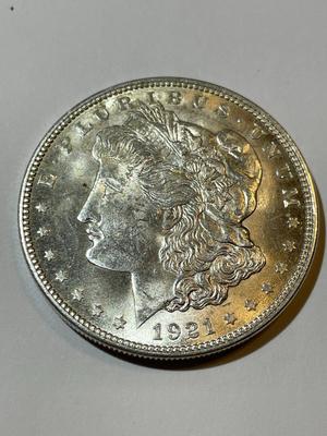 1921-P UNCIRCULATED/MS60 CONDITION MORGAN SILVER DOLLAR AS PIC'D COIN #2.