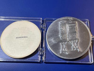 Vintage Mid-Century Large Pewter Hopewell Medal/Token in Original Case as Pic'd.