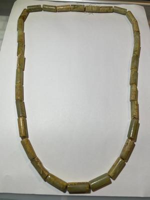 Vintage/Antique Hetian Jade/Jadeite Hand-Carved & Hand Strung Tube Bead Necklace 28" Long as Pictured.