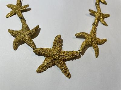 Vintage "Marie Demasi" Designer Matt Finish Starfish Necklace 15"-18" Adjustable in Good Preowned Condition.