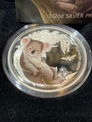 Australian Bush Babies KOALA 2011 Proof Colorized 1/2 Ounce .999 Fine Silver Coin Limited to 10,000 as Pictured.