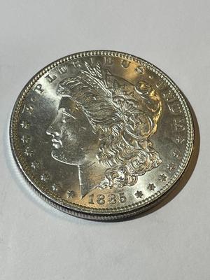 1885-P UNCIRCULATED MS60-62 CONDITION MORGAN SILVER DOLLAR AS PICTURED (COIN #6).