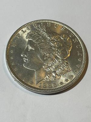 1886-P UNCIRCULATED MS60-62 CONDITION MORGAN SILVER DOLLAR AS PICTURED (COIN #7).