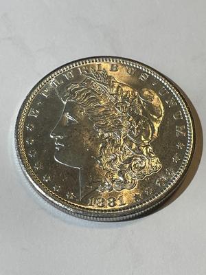 1881-S UNCIRCULATED MS60-62 CONDITION MORGAN SILVER DOLLAR AS PICTURED (COIN #8).